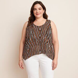 Classee’s Zebra Print High Low Sleeveless Tank Top Brown Black White